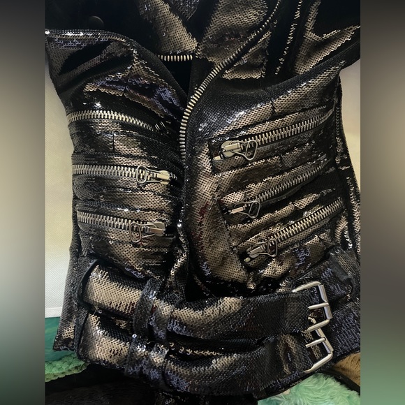 Stunning BALMAIN Sequin Motorcycle jacket Sold Out!! Size 36 like new condition - Picture 5 of 10